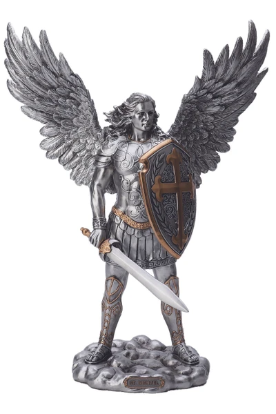 St. Michael without Devil Statue in Pewter Style 13.5" SR-77273-PE