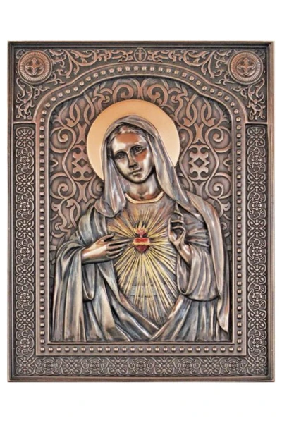 Immaculate Heart of Mary Plaque in Cold Cast Bronze 6x7.5" SR-77830