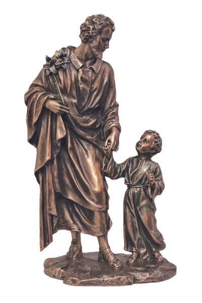 St. Joseph & Child Statue in Cold Cast Bronze 9" SR-75952