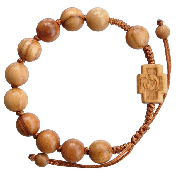 Rosary Bracelet Adjustable Olive Wood light 10mm