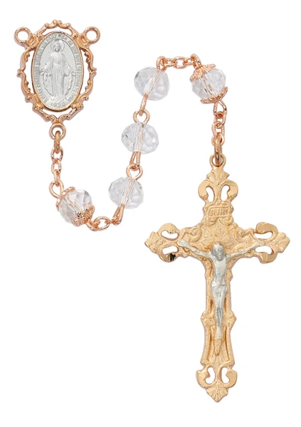 Blessed Mary Gold Plated Crystal Rosary