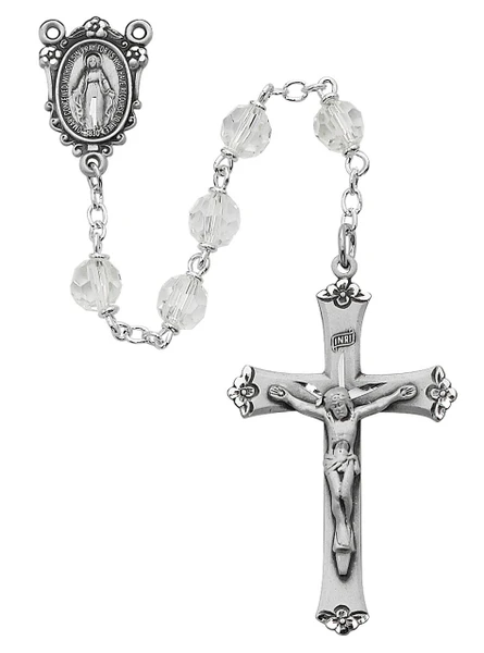 Blessed Mary Crystal Tincut and Sterling Silver Rosary