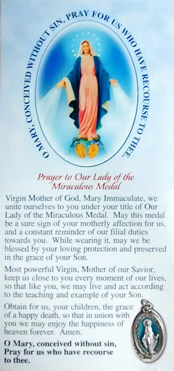 Prayer to Our Lady of the Miraculous Medal Pamphlet with Miraculous Medal