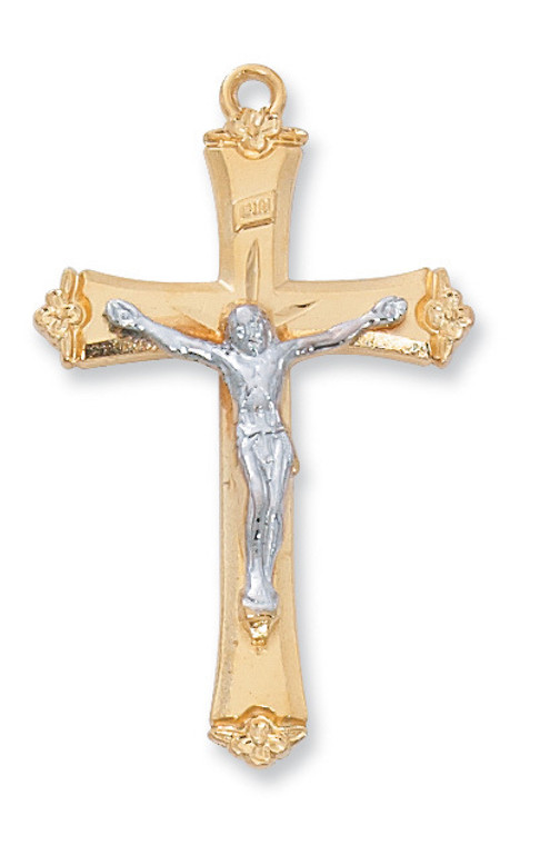 Gold Over Sterling Silver Two-Tone Crucifix JT8073