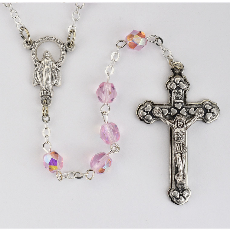 Rose (October) Crystal Bead Rosary 120-RSR