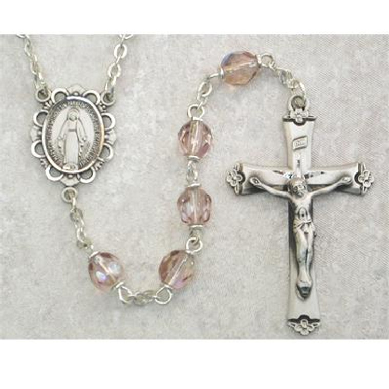 Light Amethyst (June) Birthstone Sterling Silver Rosary 875L-AMF