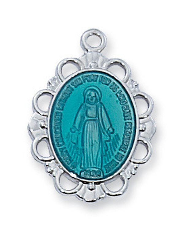 Sterling Silver Blue Miraculous Medal L576