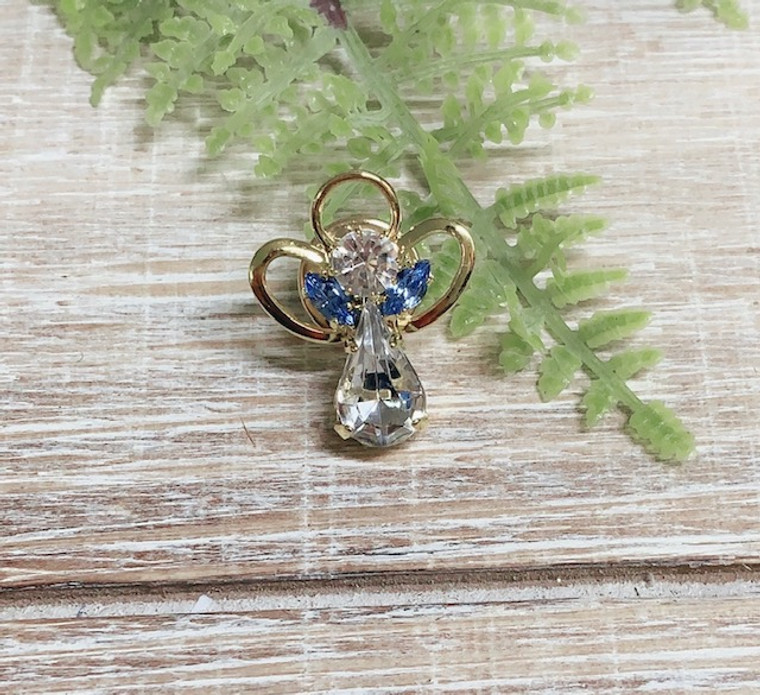 Blue Zircon December Birthstone Angel Pin