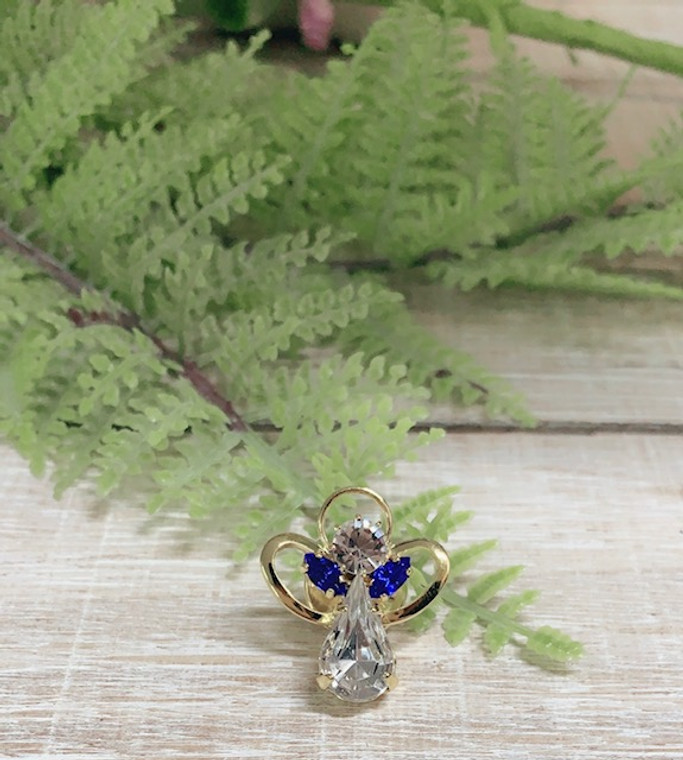 September Sapphire Birthstone Angel Pin