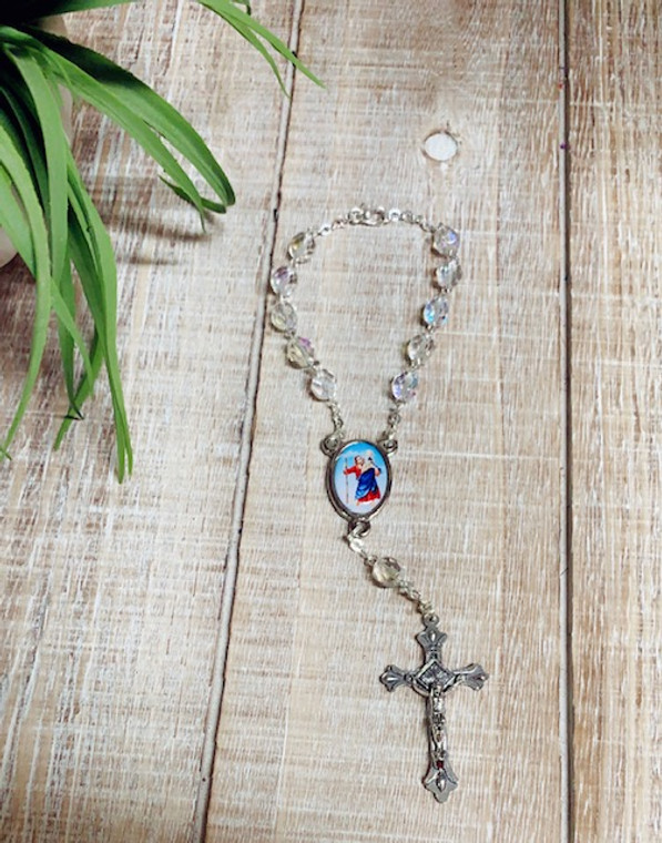 Saint Christopher Crystal Bead Auto Rosary