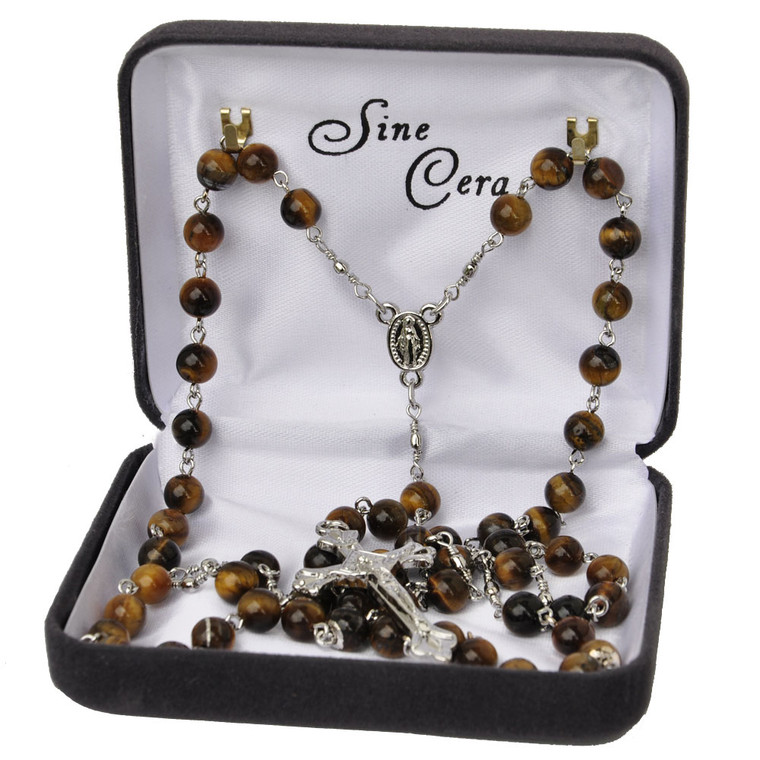 6mm Tiger Eye Rosary R1259