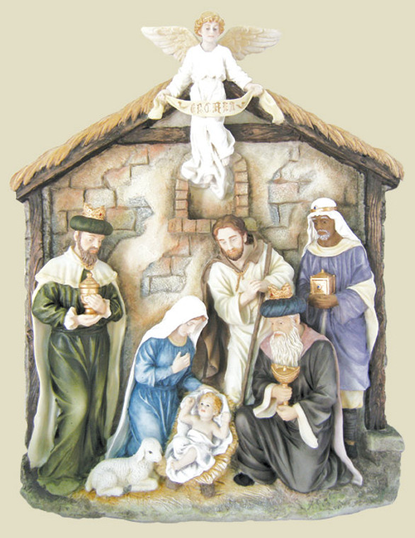 Full-Color Hand Painted Nativity Plaque SR-75851-C