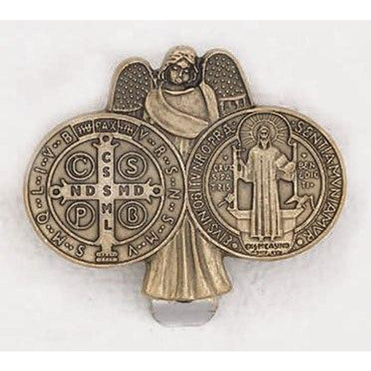 Saint Benedict Guardian Angel Brass Tone Visor Clip 171-40-2171