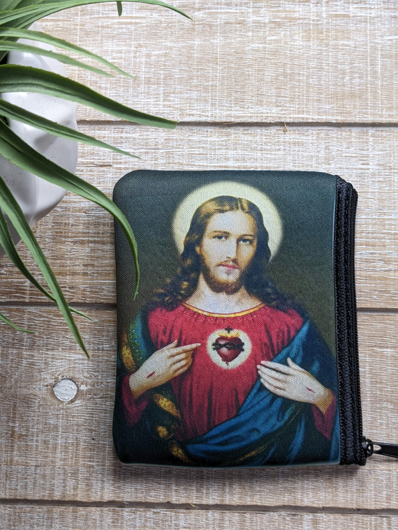 Sacred Heart of Jesus Rosary Pouch