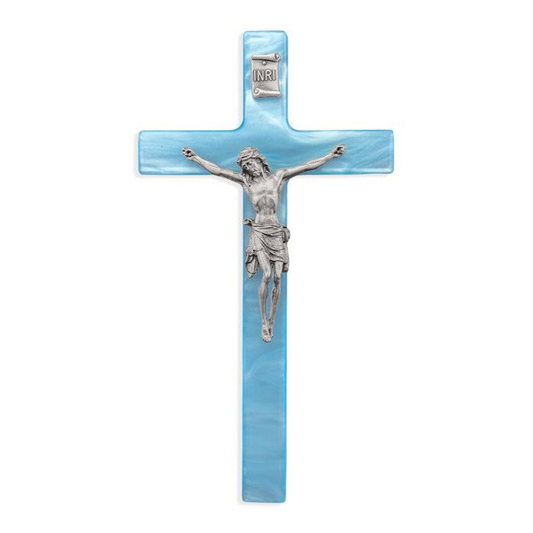 7" Pearlized Blue Cross with Pewter Corpus