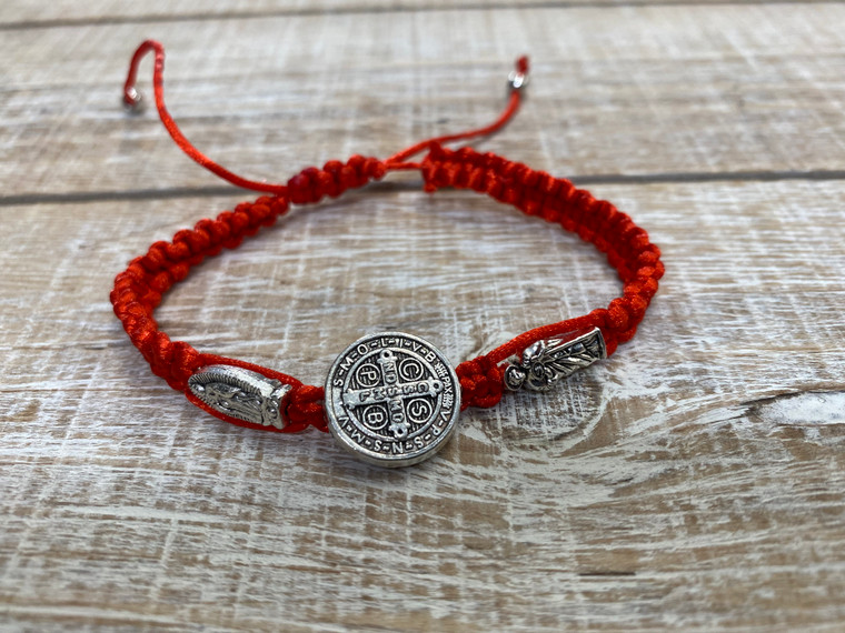 Saint Benedict, Our Lady of Guadalupe, and St. Jude Cord Bracelet