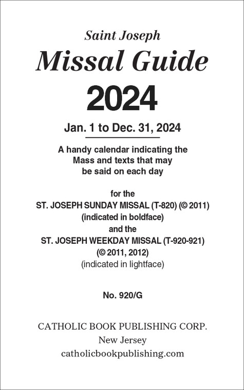 Saint Joseph Missal Guide 2024