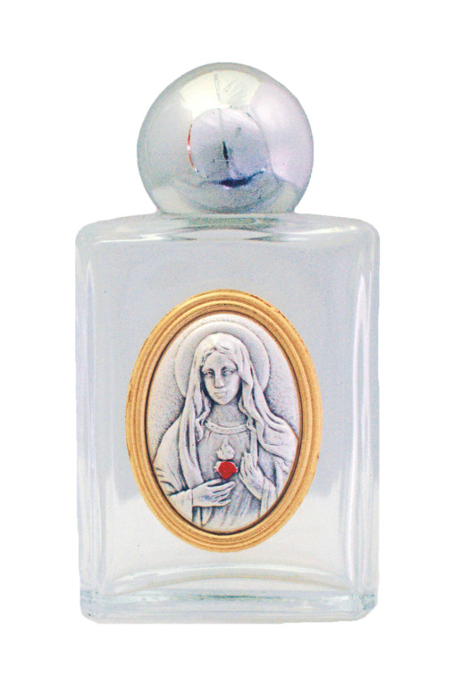 Immaculate Heart of Mary Glass Holy Water Bottle