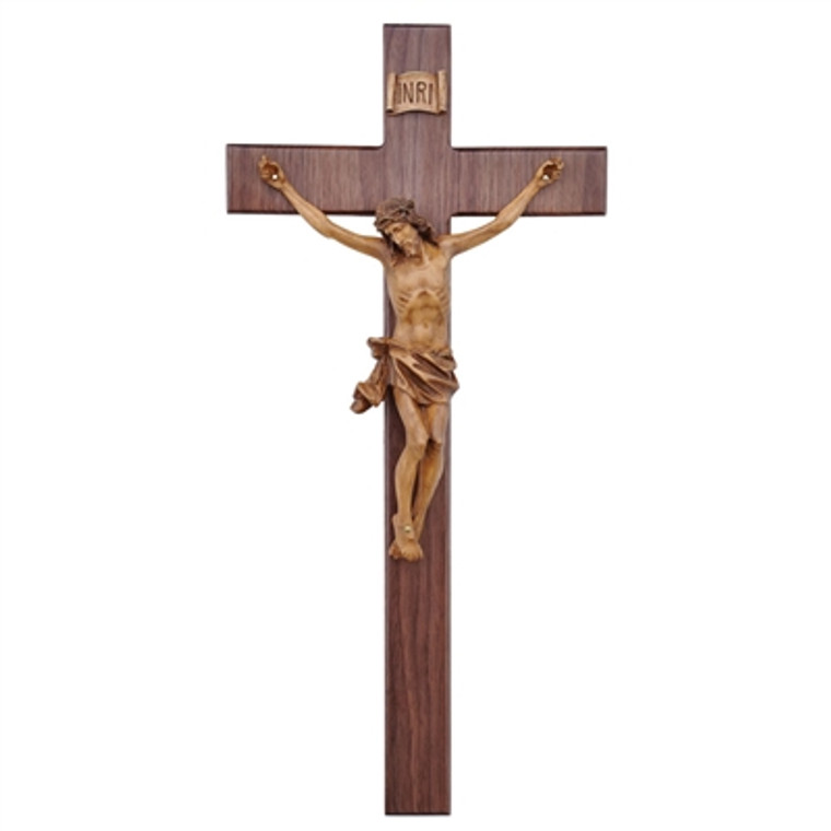 20" Walnut Wall Crucifix, 8.25" Corpus, WF11