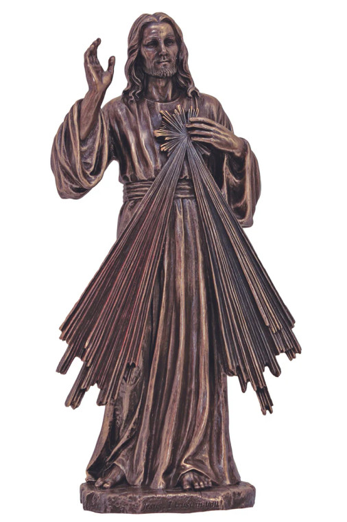 SR-75020 Divine Mercy in Lightly Hand-Painted Cold Cast Bronze