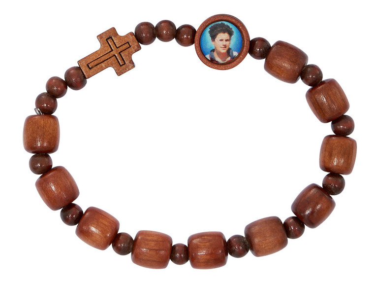 Carlo Acutis Wood Bead Rosary