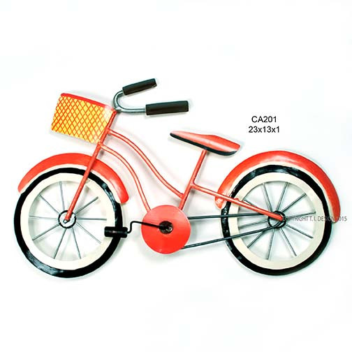 Beach Cruiser Orange Metal Wall Art