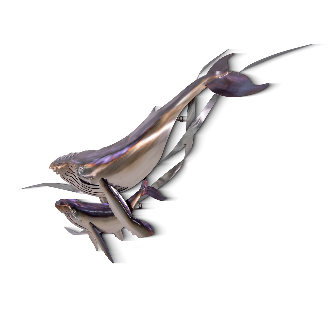 Humpback Whale and Calf Horizontal Metal Wall Art SS MM199, Copper