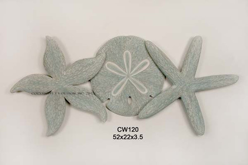 Sand Dollar with Starfish Aqua Wall Sculpture