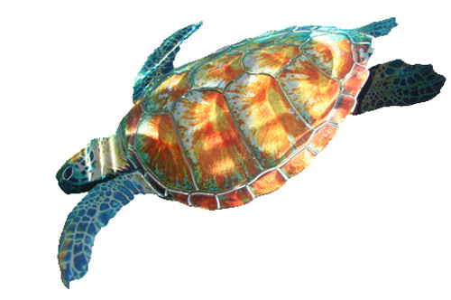 Swimming Sea Turtle Metal Wall Hanging