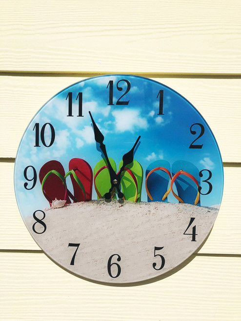 Flip Flop Glass Clock 13.5" Flip Flop Glass Clock 13.5"