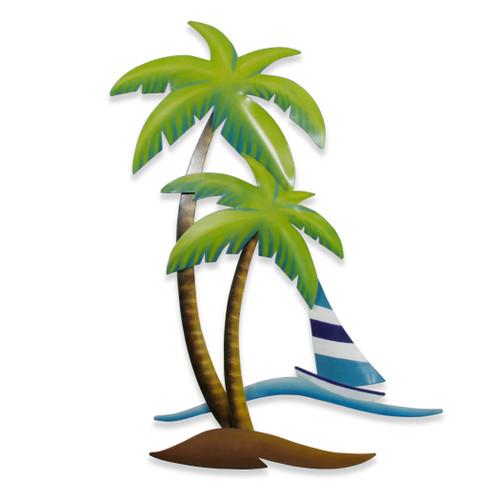 Palm and Sailboat Metal Wall Art OS113 Palm and Sailboat Metal Wall Art OS113