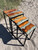 Set of 3 Nesting Tables Wood & Crushed Glass
