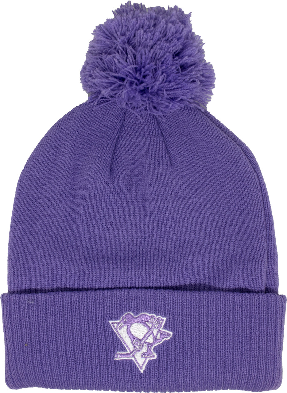 Pittsburgh Penguins Fanatics Branded 2022 Hockey Fights Cancer Authentic  Pro Cuffed Knit Hat with Pom - White/Purple