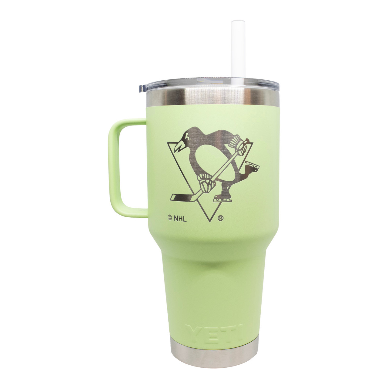 Pittsburgh Penguins YETI Rambler 35oz Key Lime with Straw