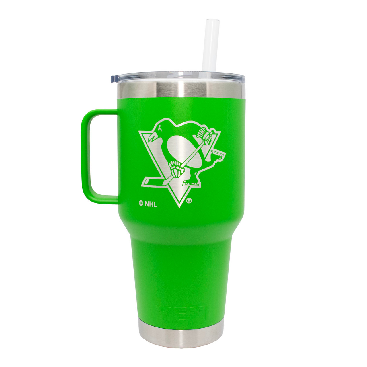 Pittsburgh Penguins YETI Rambler 35oz Green w/ Straw