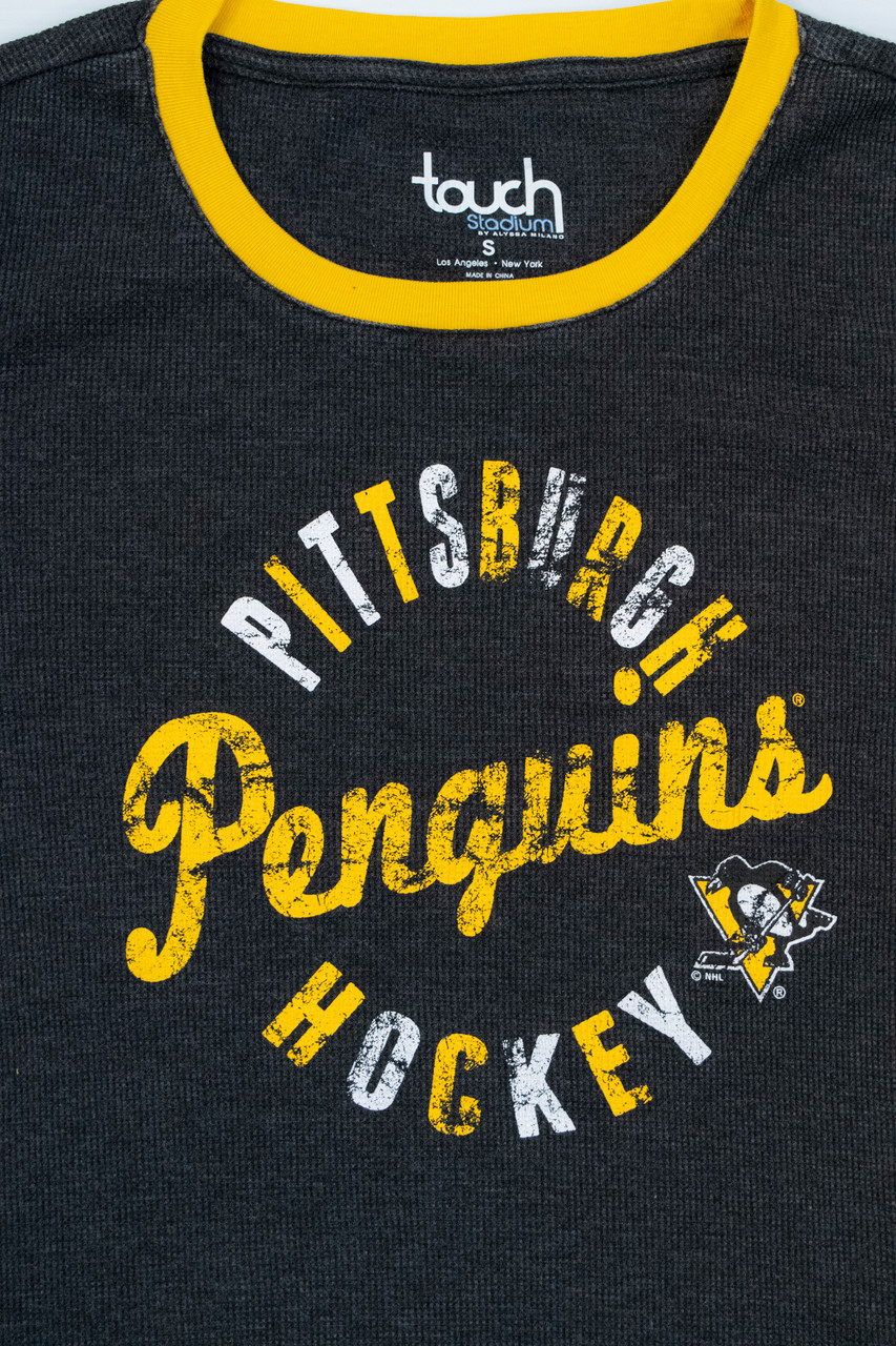 Women's Heathered Black Pittsburgh Penguins Lace-Up Long Sleeve T-Shirt 