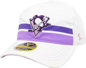 Men's Fanatics Branded White/Purple Pittsburgh Penguins 2022 Hockey Fights Cancer Authentic Pro Cuffed Knit Hat with Pom