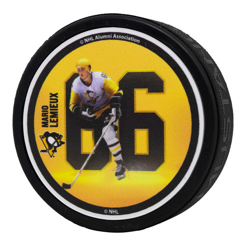 マリンババッチ Pittsburgh Penguins Mario Lemieux 66 Retired Number Banner Puck