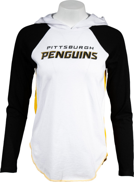 PITTSBURGH PENGUINS LADIES LONG SLEEVE HOODED TRIPLE A T-SHIRT