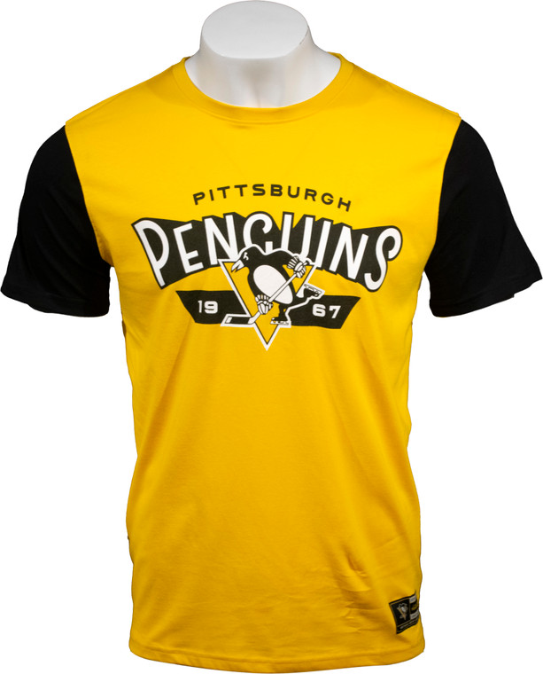 PITTSBURGH PENGUINS GOLD WITH BLACK SLEEVE T-SHIRT