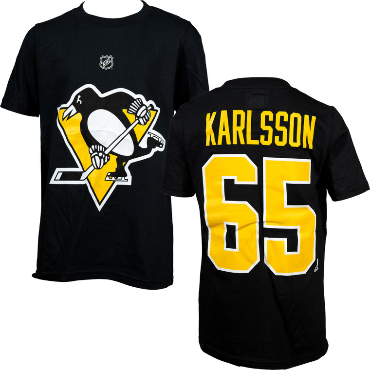 Pittsburgh Penguins Youth Black Home Eric Karlsson Name and Number T-Shirt