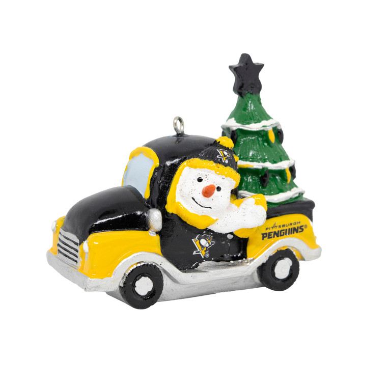 Pittsburgh Penguins Snowman Truck Ornament