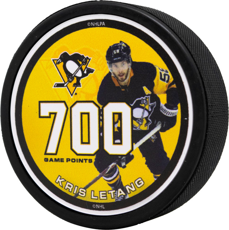 Pittsburgh Penguins Kris Letang 700 Points Commemorative Puck