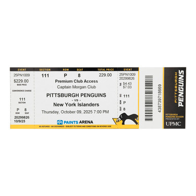 Pittsburgh Penguins vs New York Islanders Home Opener Ticket - 10