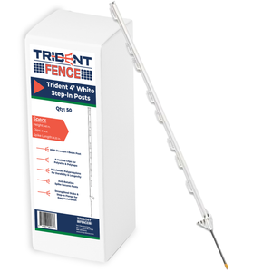 **CLEARANCE - DING & DENT** 4' Poly Step-in Electric Fence Post White (50 Pack) **CLEARANCE - DING & DENT** 4' Poly Step-in Electric Fence Post White (50 Pack)