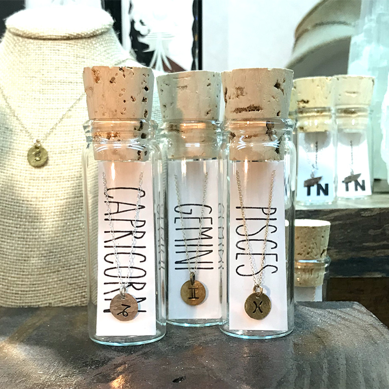 Zodiac Necklaces in a Bottle