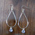 14kgf or Sterling Square Wire Earrings with a gemstone