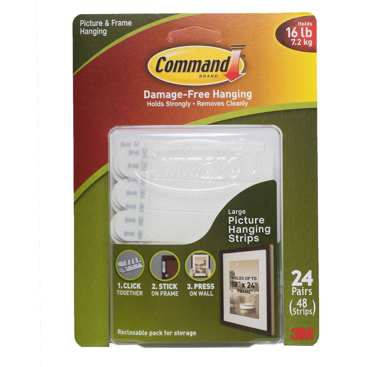 Command Large Picture Hanging Strips - 24 pairs