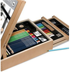 Royal & Langnickel 124-Piece Sketching and Drawing Easel Artist Set close up of pencils Royal & Langnickel 124-Piece Sketching and Drawing Easel Artist Set close up of pencils