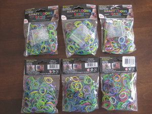 Krazy Looms Bandz: 6 bags of assorted solid colour rubber bands